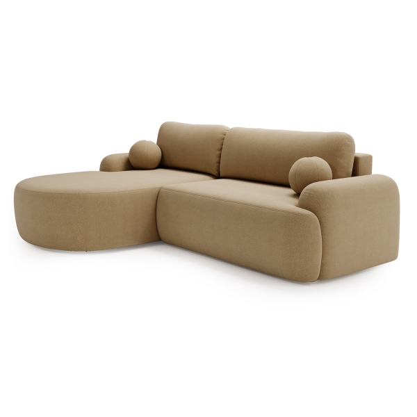 ROZKŁADANY NAROŻNIK DO SALONU W BEŻOWYM KOLORZE AGAT L BOULCE - PÓŁPROFIL